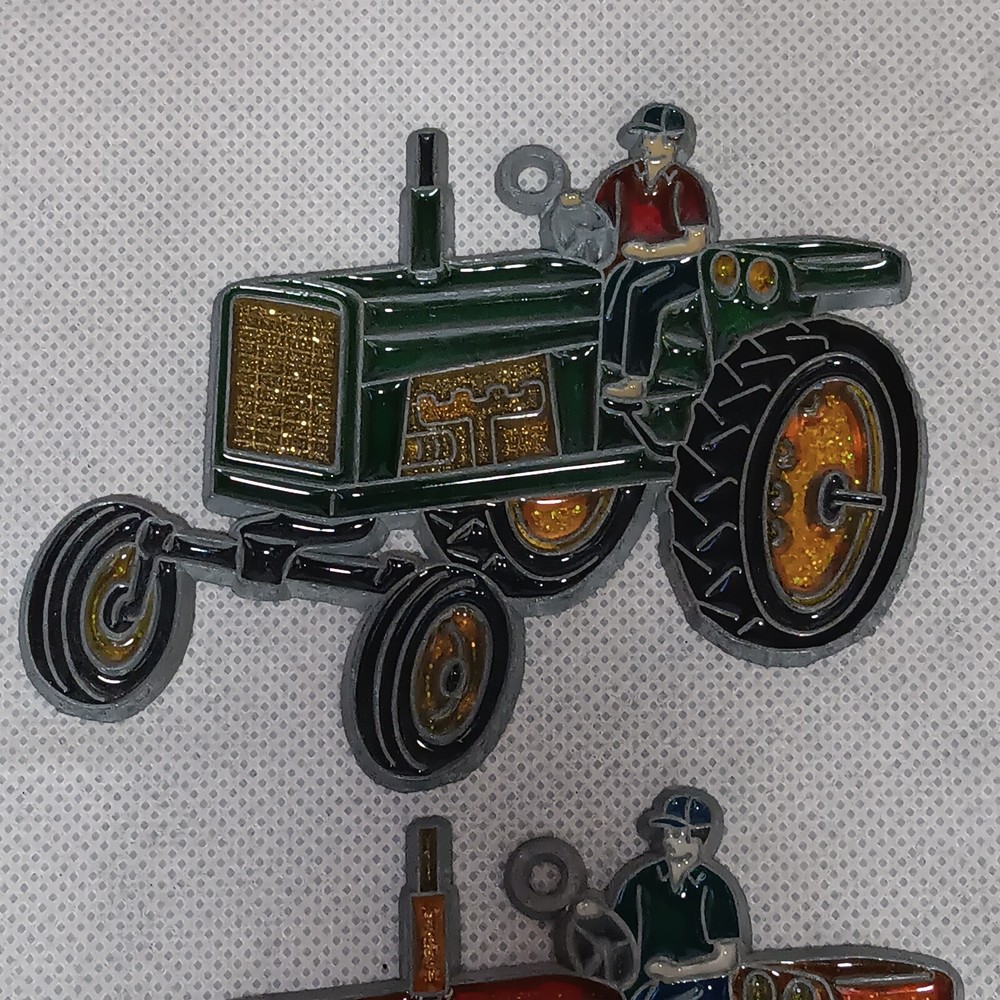 Suncatcher Tractor Ornaments 2 Green Orange