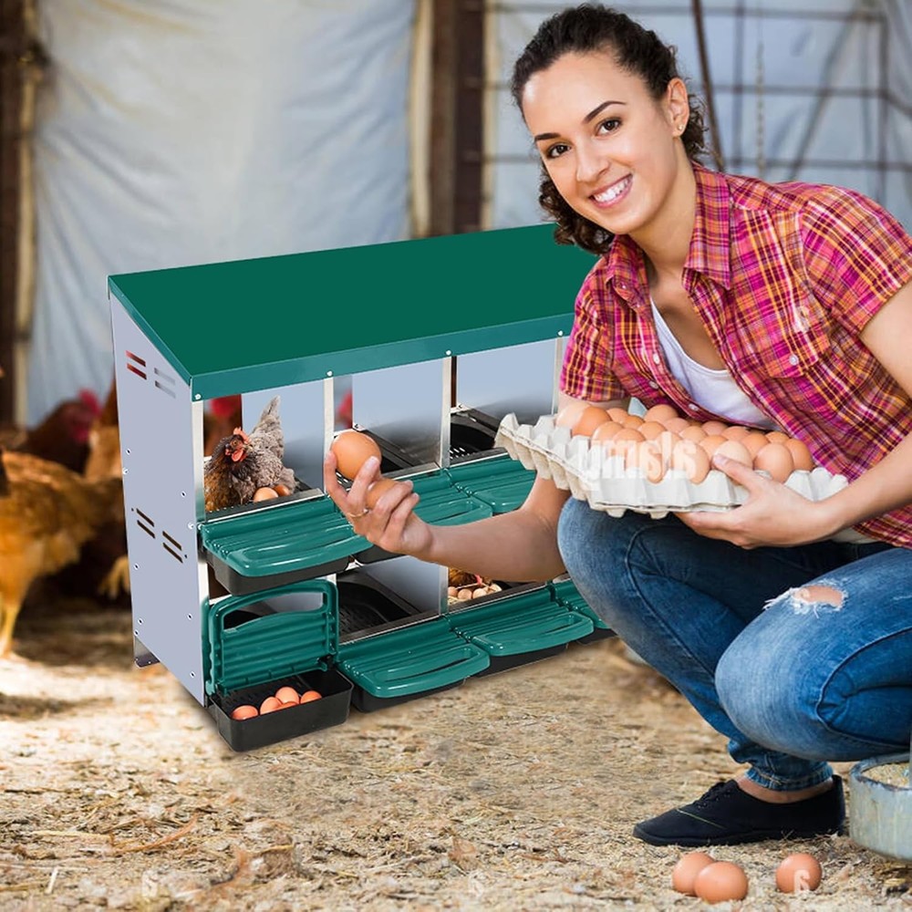 Chicken Nesting Box 2-Tier Chicken Nesting Box 8 Compartments Coop Laying Eggs