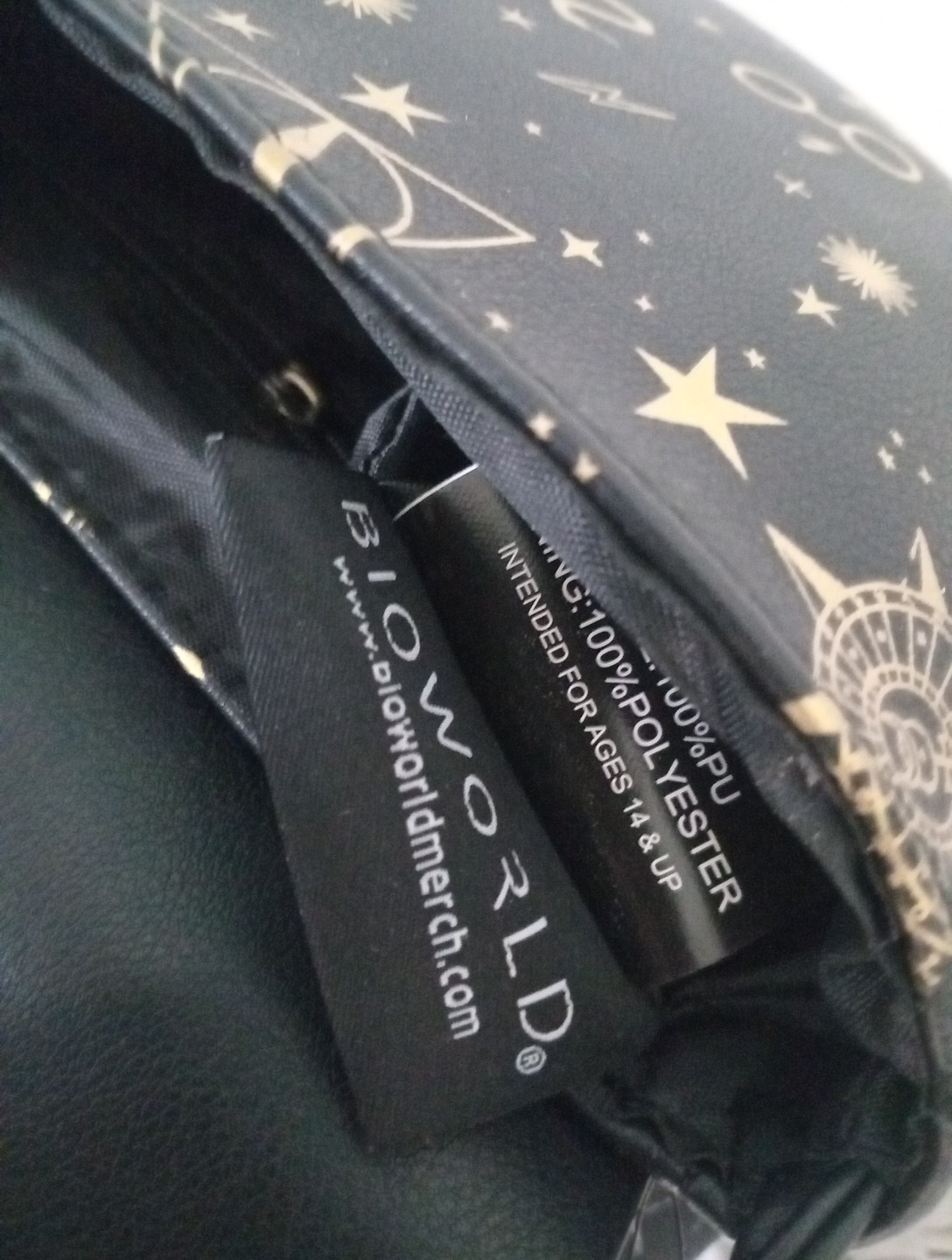 New Harry Potter Hogwarts Purse Celestial Black Gold Saddle Bag BIOWORLD