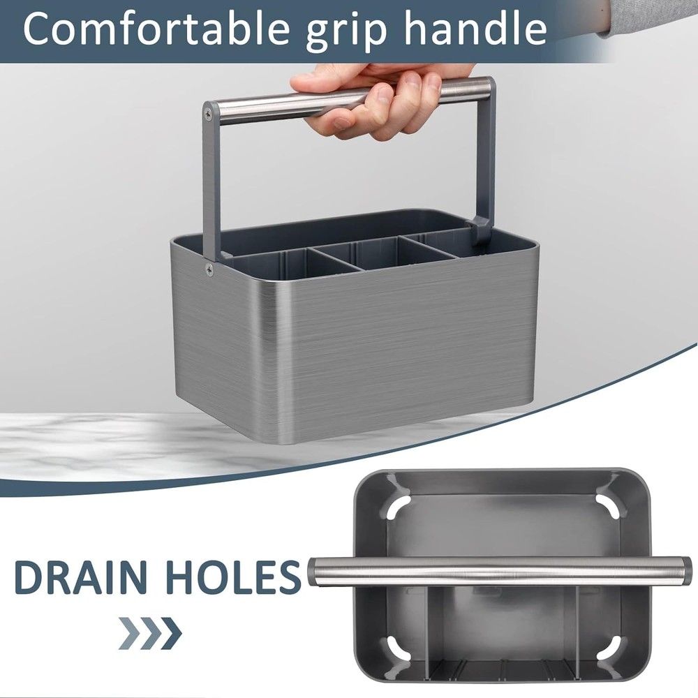 Bathroom Storage Caddy, Adjustable Shower Organizer For Dorm, Grey
