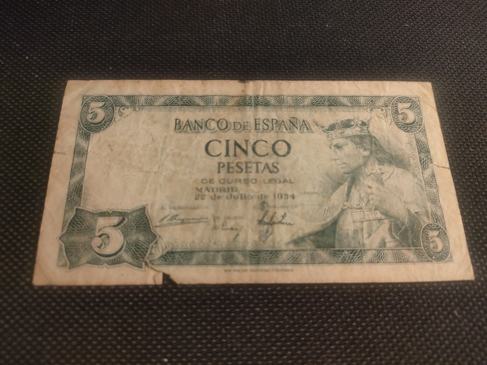 Banknote, Spain, 5 Pesetas, 1954