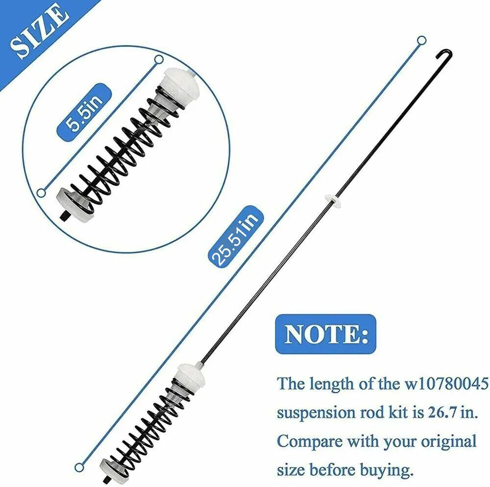 4Pcs Suspension Rod Kit W10780045 W10821956 for Whirlpool Kenmore Washer
