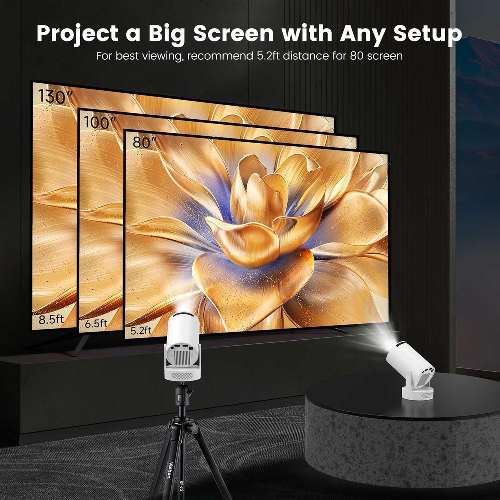 Mini Projector with WiFi and Bluetooth, Portable Projector Support Soundbase ...