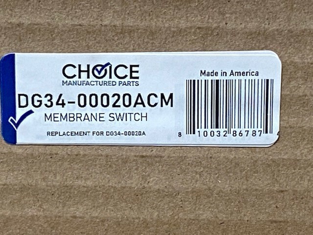 Choice Parts DG34-00020A for Samsung Range Oven Membrane Switch Touchpad Overlay