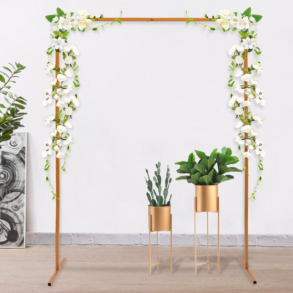 Wedding Arch Rack Rectangular Flower Decor Frame Stand Gold Metal Party Backdrop