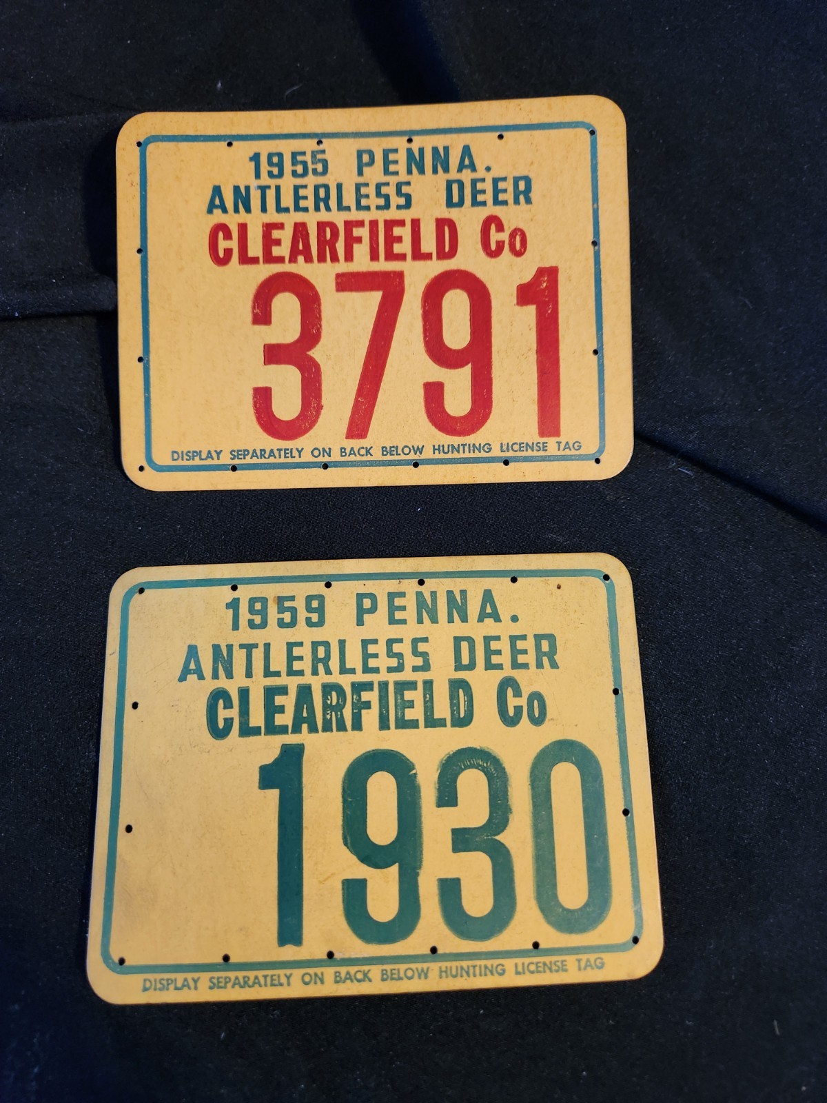 Vintage Lot CLEARFIELD COUNTY Antlerless Pa Deer Hunting Licenses Doe 1955-1959