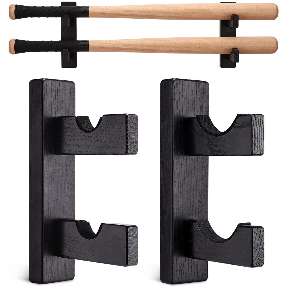 TOBWOLF 2PCS Double Deck Baseball Bat Display Wall Mount Rack, Horizontal Hanger