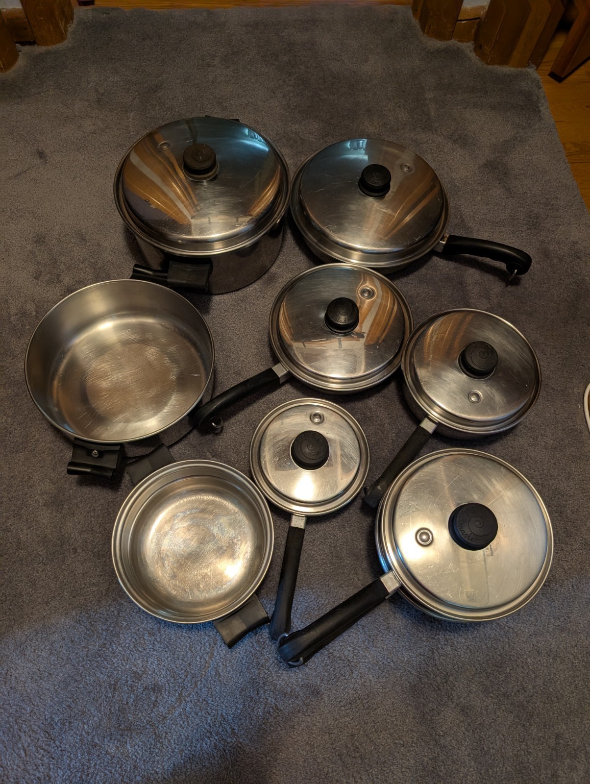 Vintage SALADMASTER 18-8 Tri-Clad Stainless Steel 15 Piece Cookware Set Made USA