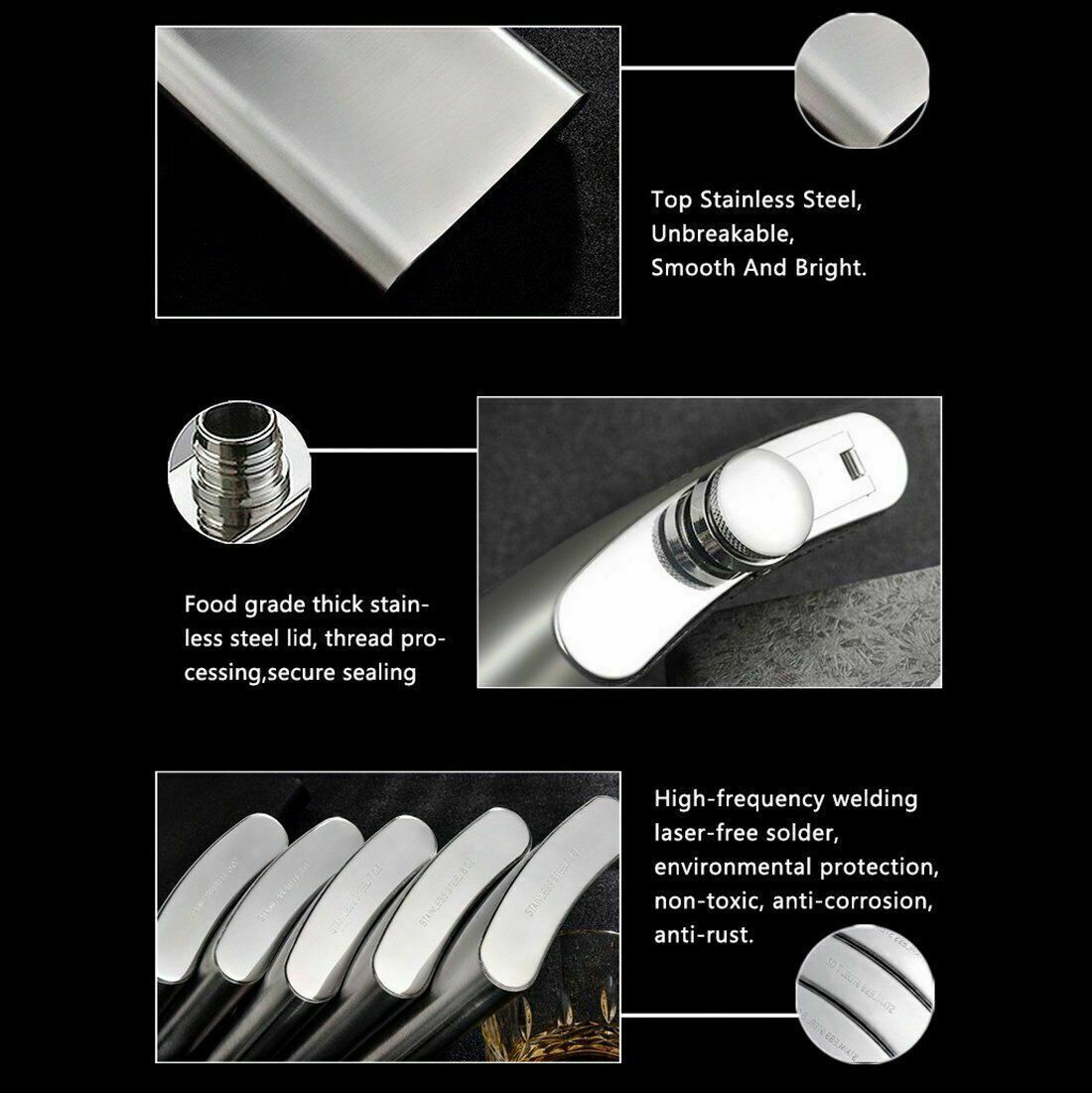 Mens Liquor Pocket Hip Flask Stainless Steel Whiskey Screw Cap Camping Flagon