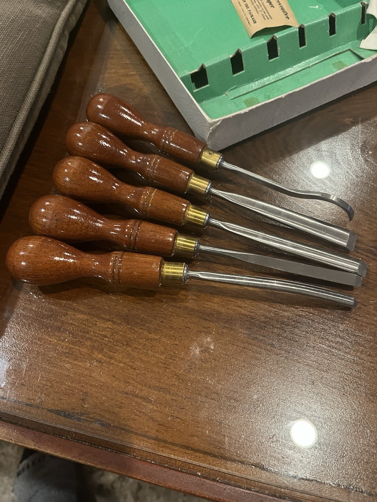 Marples Vintage Carving Chisels Box Bottom Only, Used Set