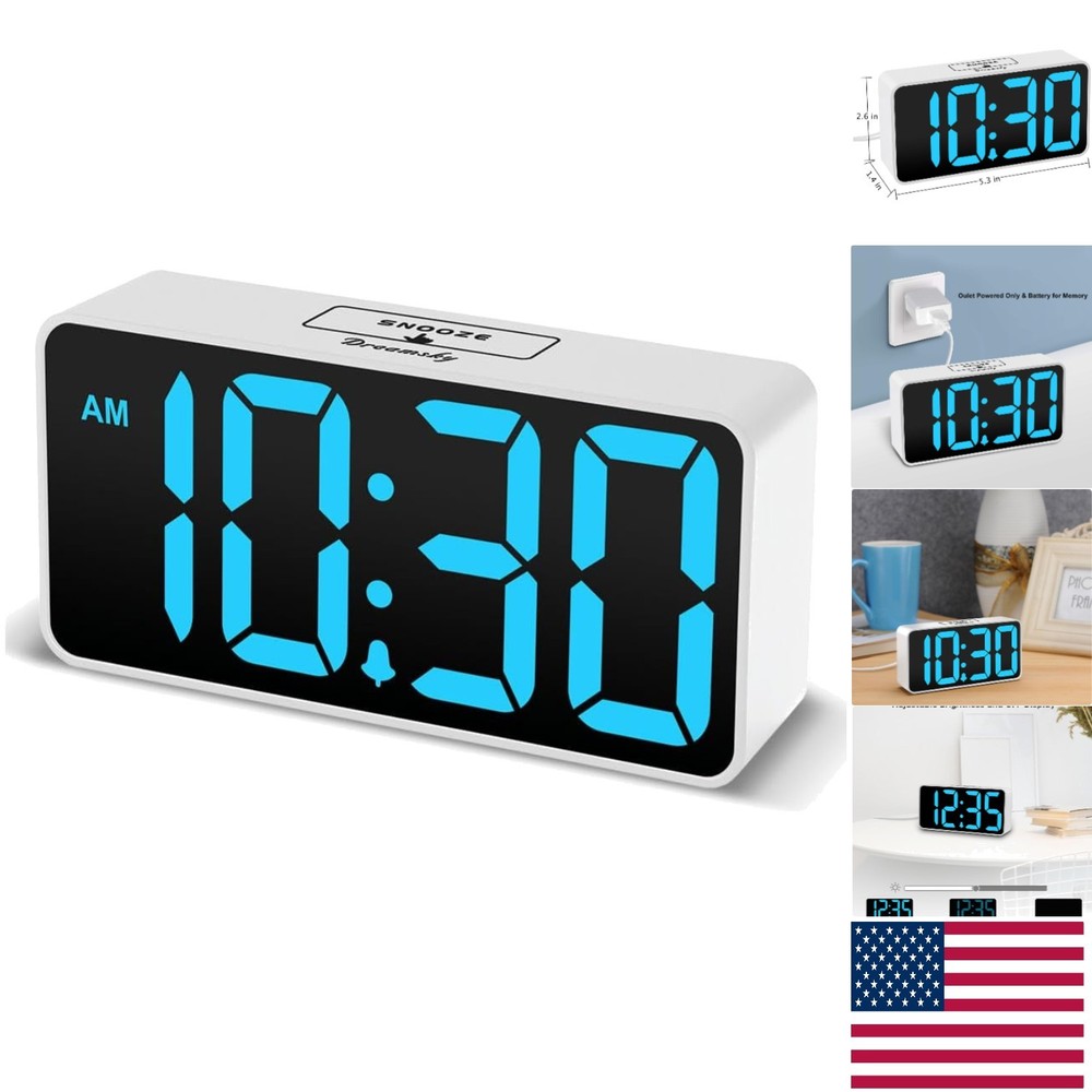 Sleek Digital Bedside Alarm Clock with Nightlight & Power Backup Features