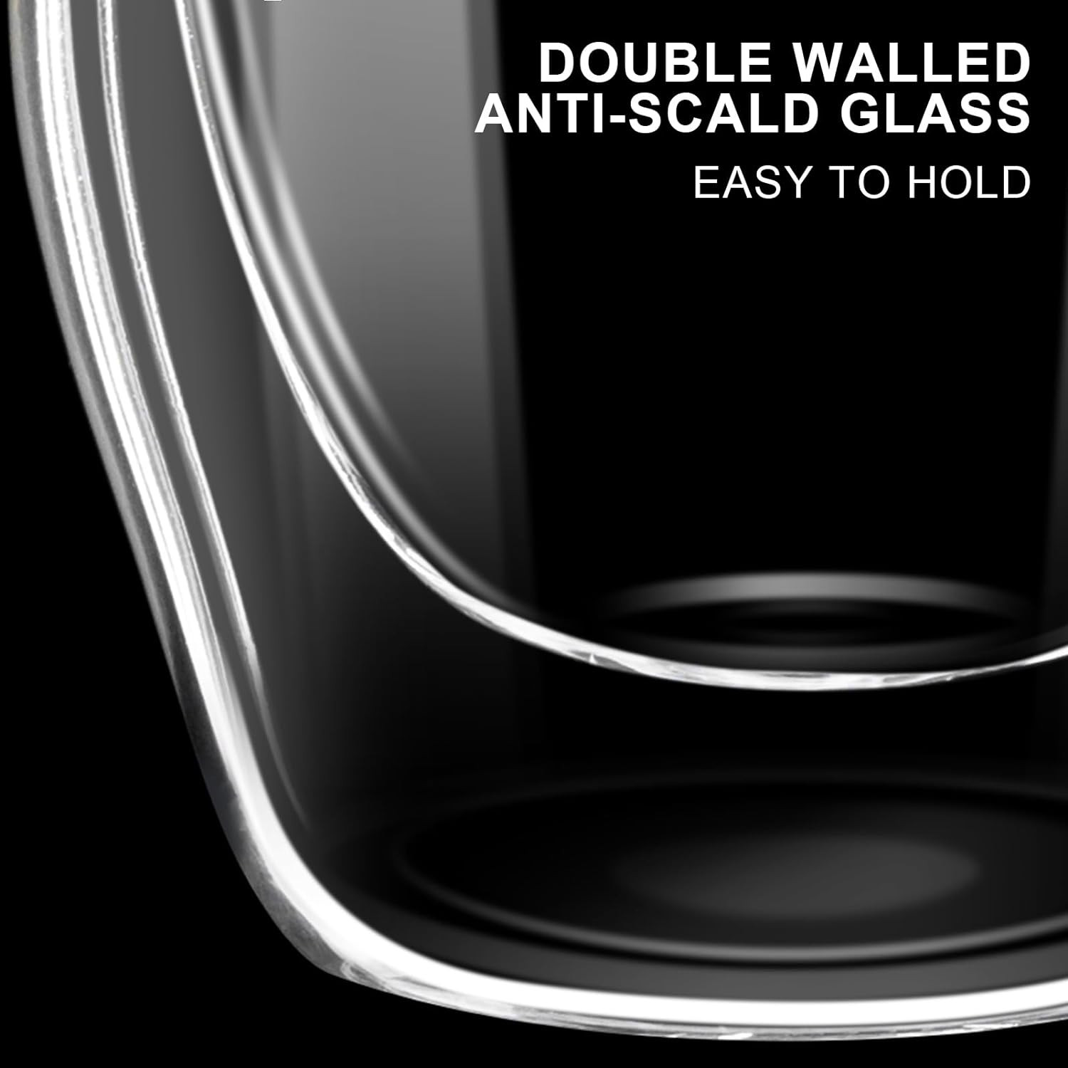 Espresso Cups Set of 2, Double Walled Espresso Shot Glass with Handle, 2.5 OZ Hi