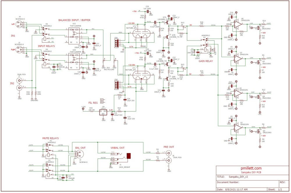 PCB Only - "DIY Sangaku" headphone amp / preamp using the Korg nutube