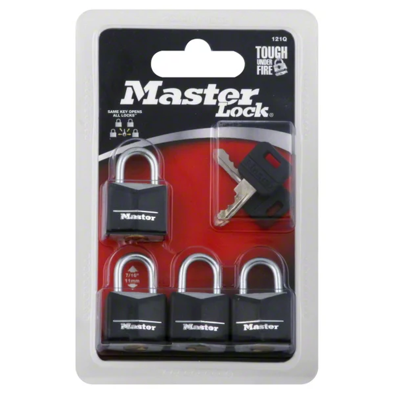 4 Pack Padlock 121Q Covered Solid Body, 3/4In (19Mm) Wide W3D