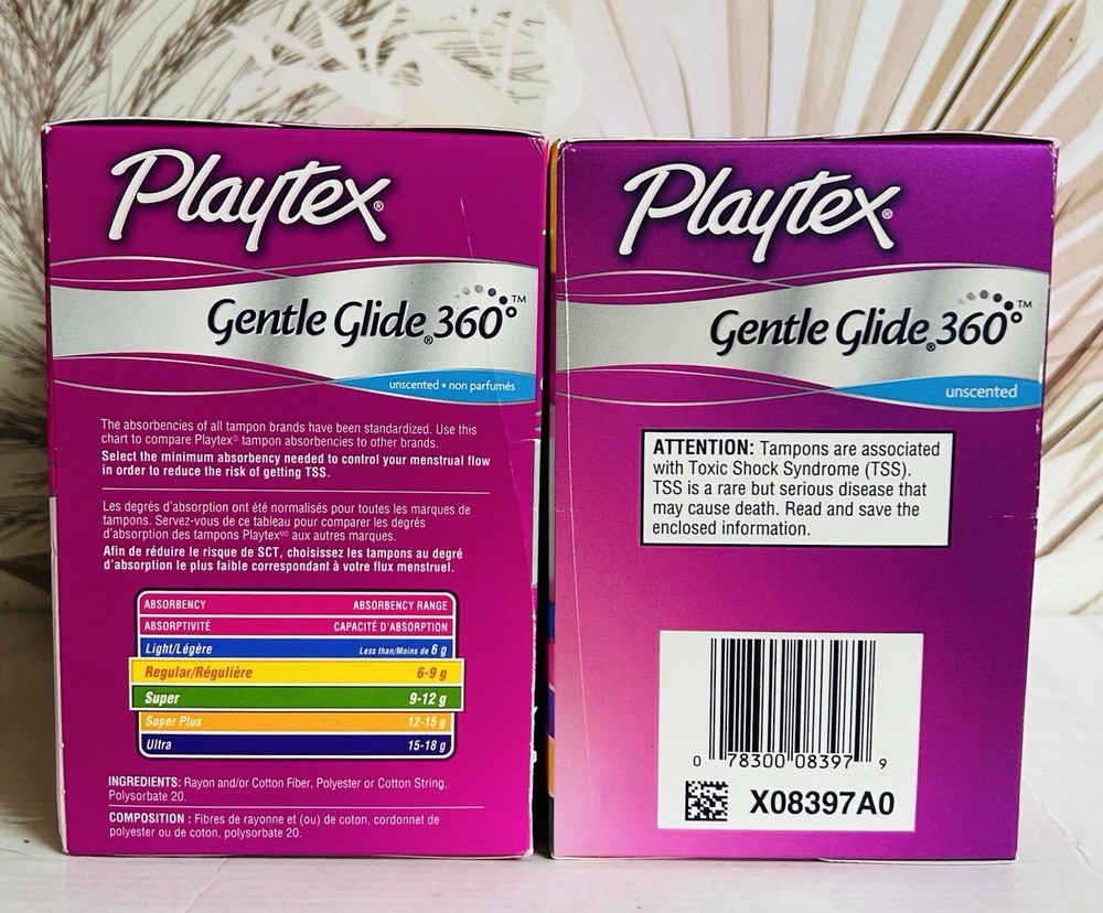 2-Pack PlayTex Gentle Glide Multi-Pack 50 Plastic Tampons-Unscented (100 Total)