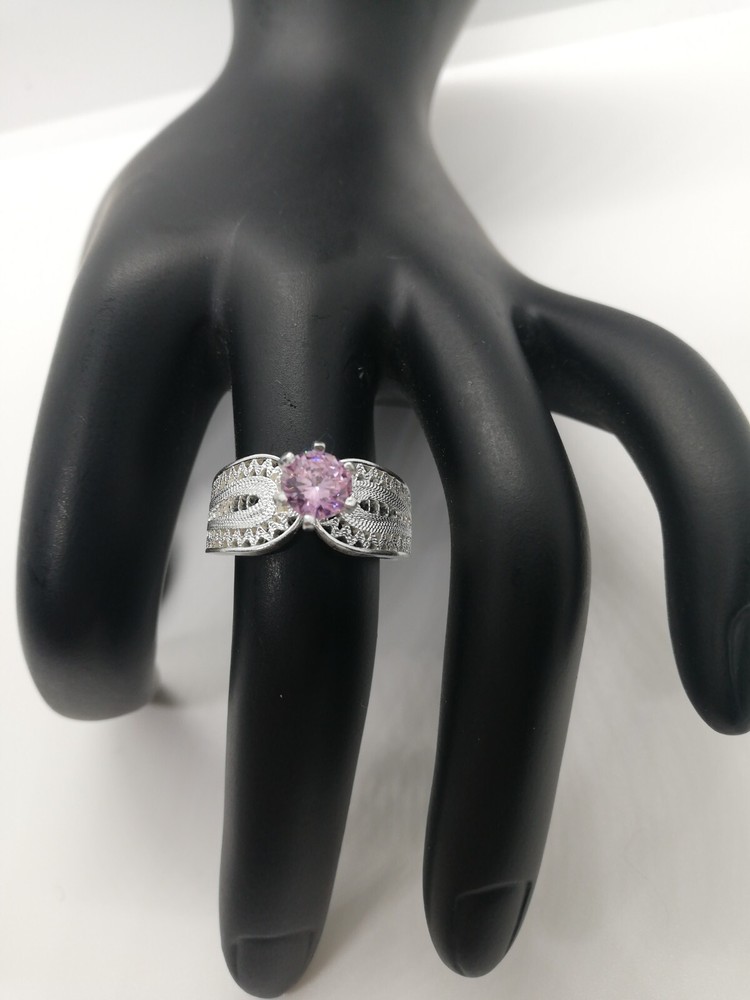 . 970 Solid Silver Women's Ring Size 7 Filigree New.