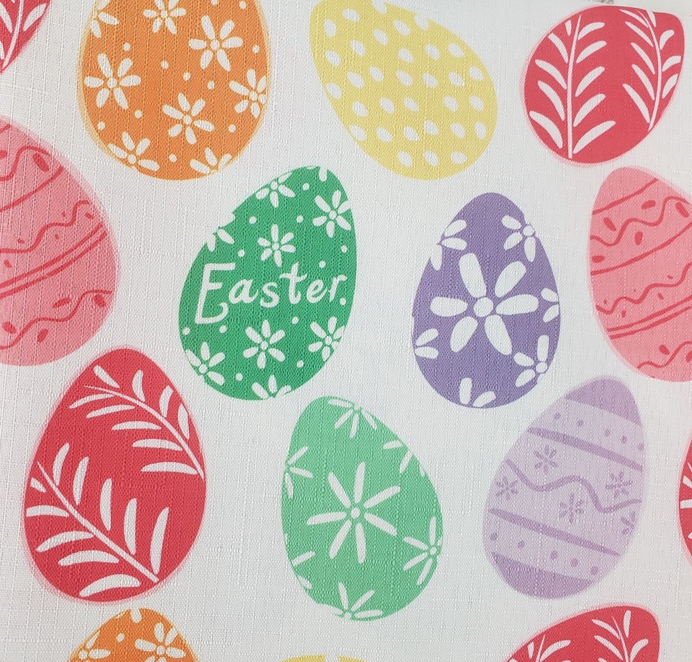 Printed Fabric Tablecloth 60"x84" Oblong (6-8 people) MULTICOLOR EASTER EGGS,EHD