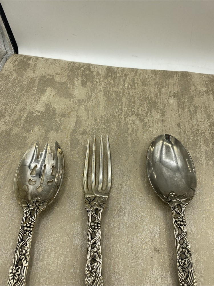 Godinger Made for Neiman Marcus, Grapevine Silver Plated 3 Piece Serving Set 9”