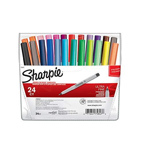 Sharpie 75847 Permanent Markers Ultra Fine Point Assorted Colors 24-Count