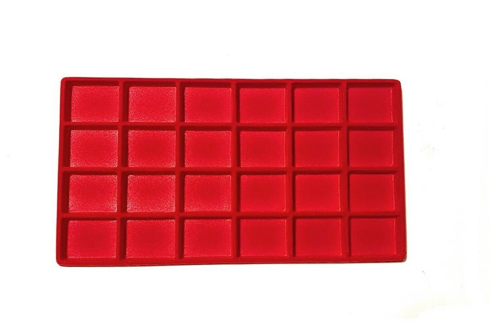 Coins Relic Jewelry Red 24 Space Liner Display Stackable Black Plastic Tray