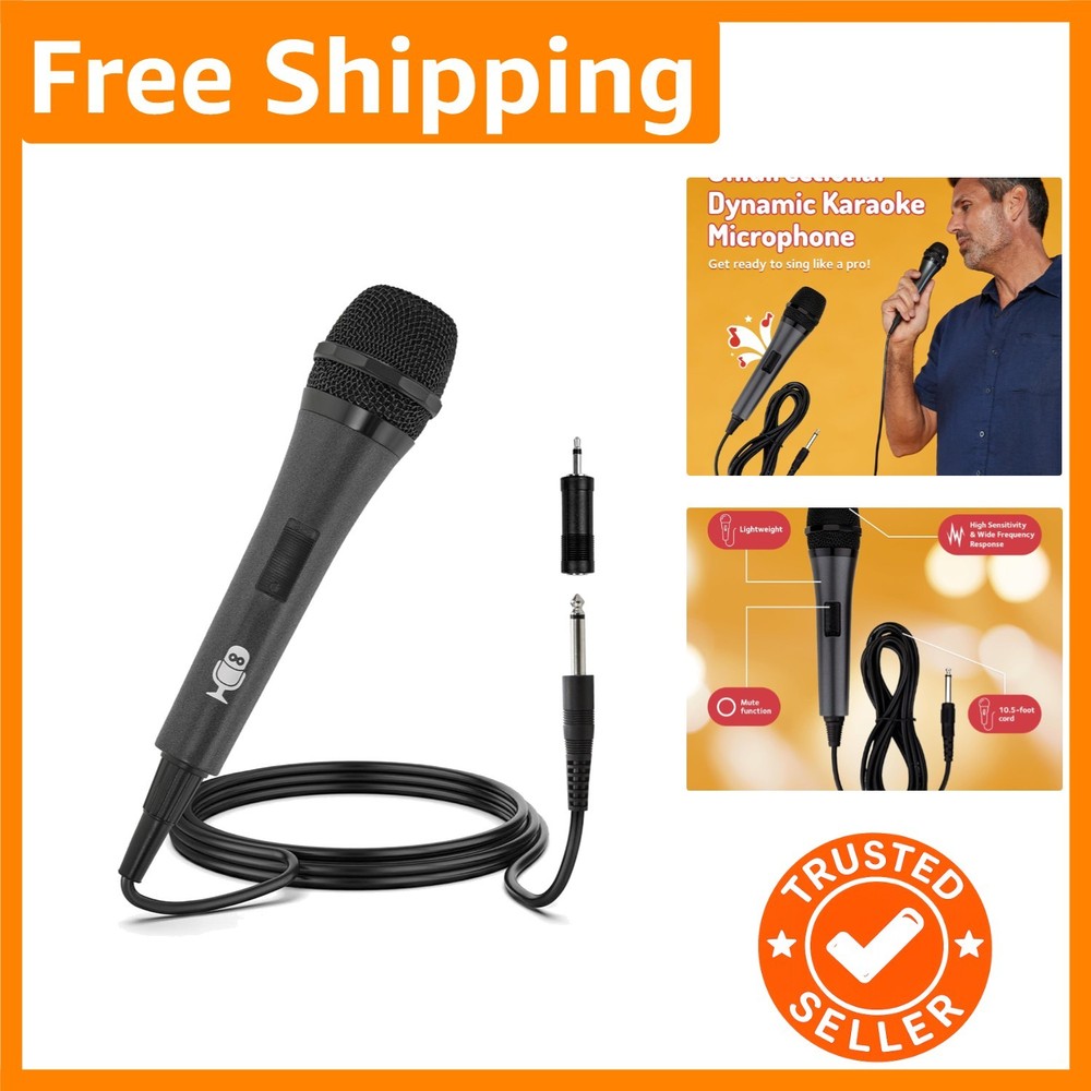 Wired Microphone for Karaoke, Black - Unidirectional Dynamic Vocal Microphone...