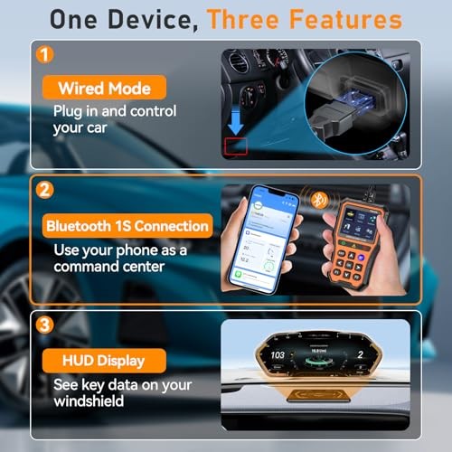 OBD2 Scanner Bluetooth Diagnostic Tool - iOS/Android Compatible - Real-Time