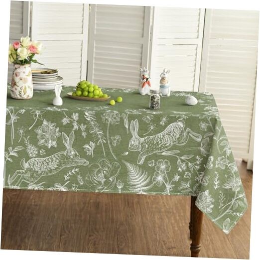 Easter Tablecloth 60×84 Inch Rectangular Easter 60" x 84" (Rectangular) Green