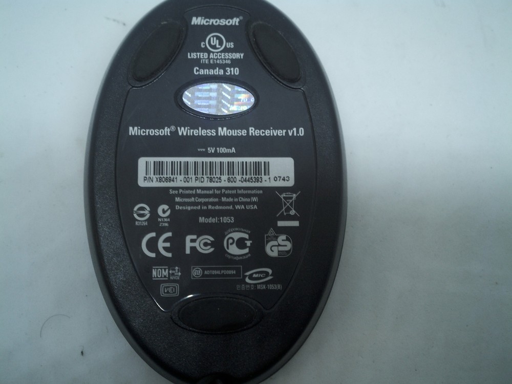 Microsoft Wireless Mouse Receiver v1.0 Model 1053 1053 1053