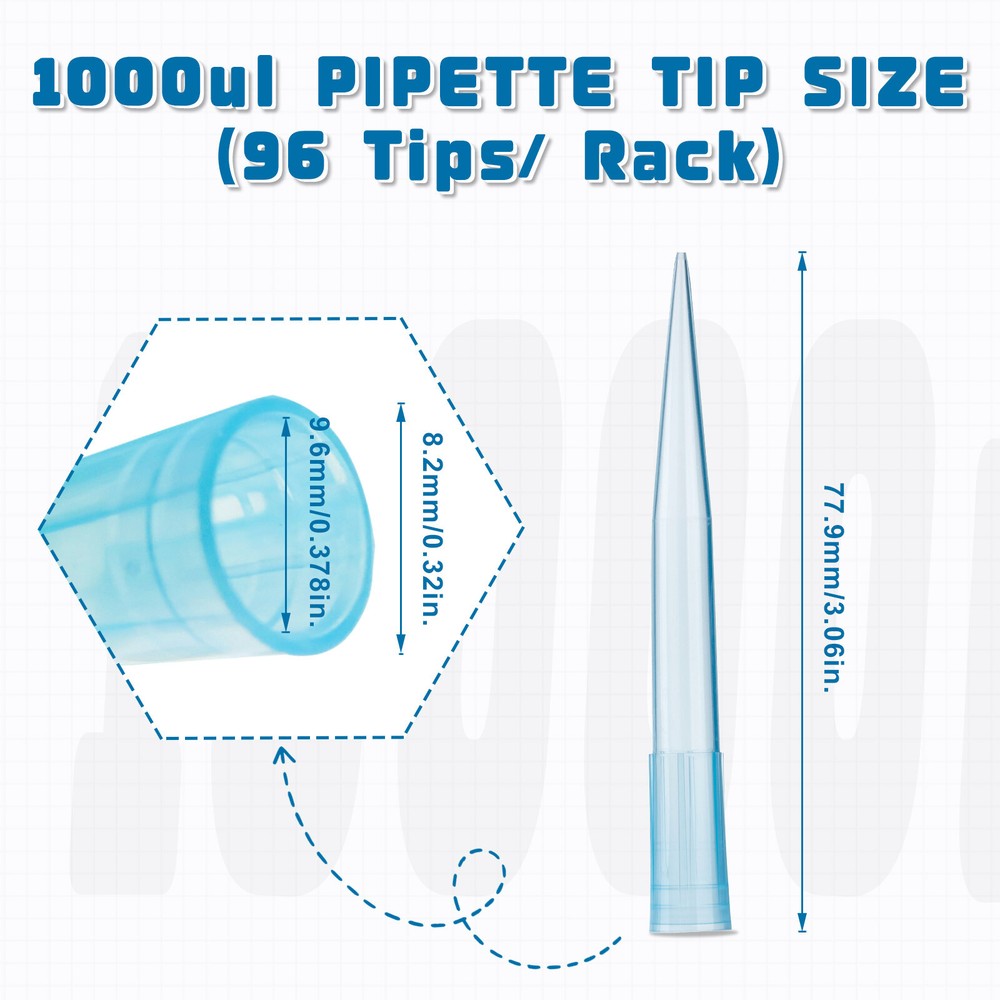 1000μl Pipette Tips, Sterile, Rack, 960/Pack, 9600/Case