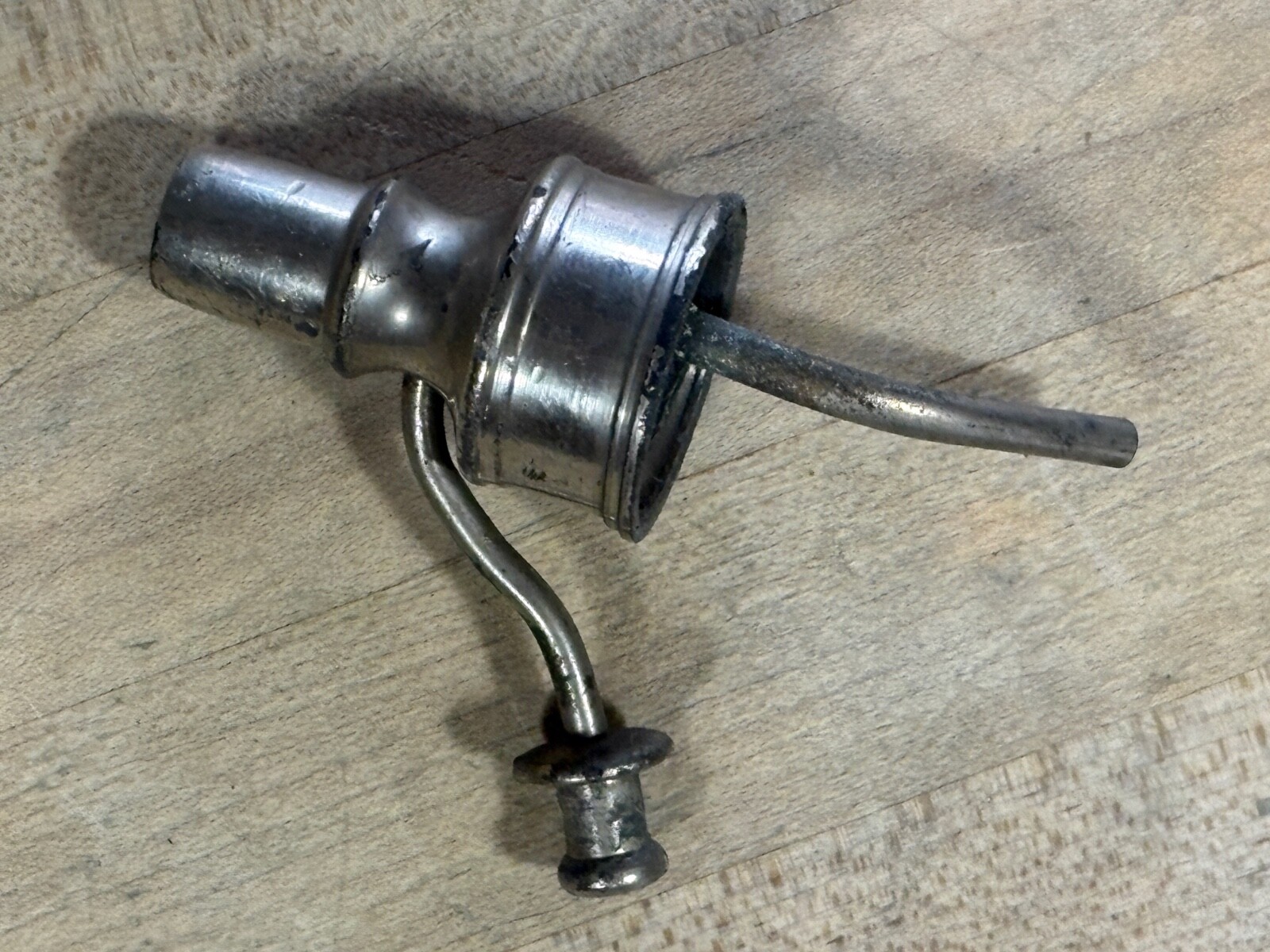 Antique Surgical instrument, screw attachment for bottle with two metal tubes