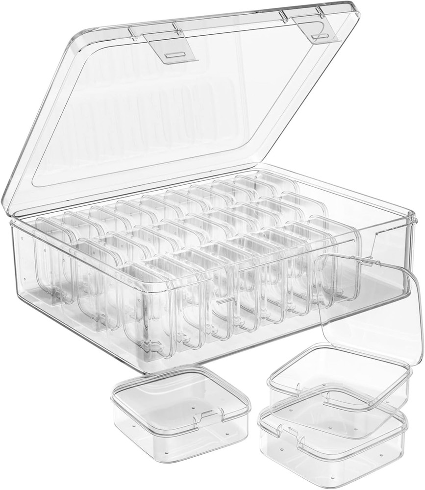 Bead Organizer Box, 30pcs Small Clear Plastic Storage Containers, Craft Storage