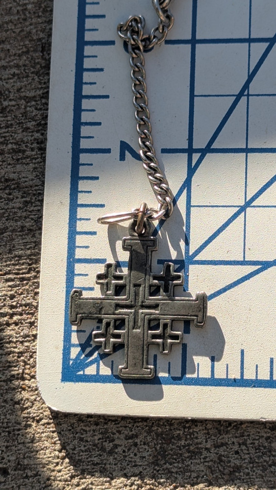 WW2 STERLING SILVER Dog Tag CHARM JERUSALEM CRUSADERS CROSS