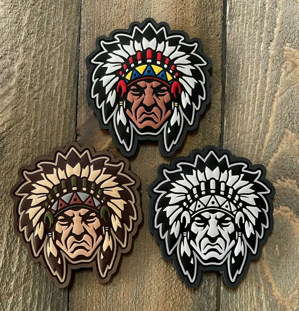 Native American Chief Head PVC Morale Patch