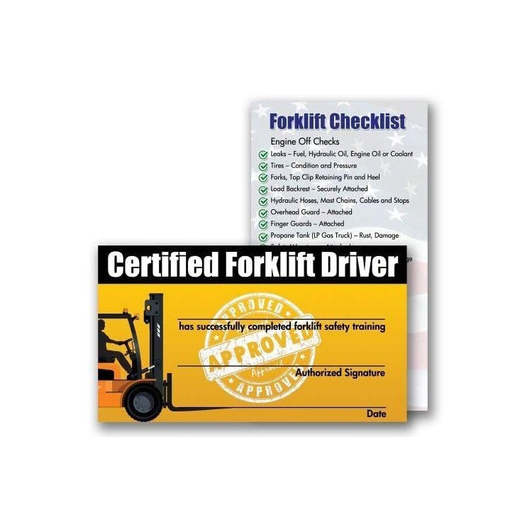 Forklift Certification Training Cards - Certified Forklift Driver Card - Safety