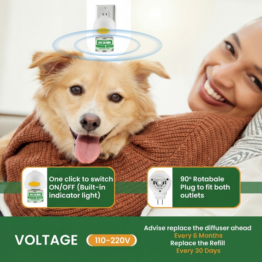 BKRMART Dog Calming Diffuser Kit (3 Pack) 48ml Refills Dog Pheromone Diffuser
