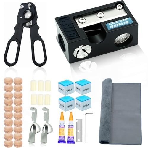 38PCS Pool Cue Tips Replacement Kit - 13mm Billiards Cue Tips & Shaper Tools