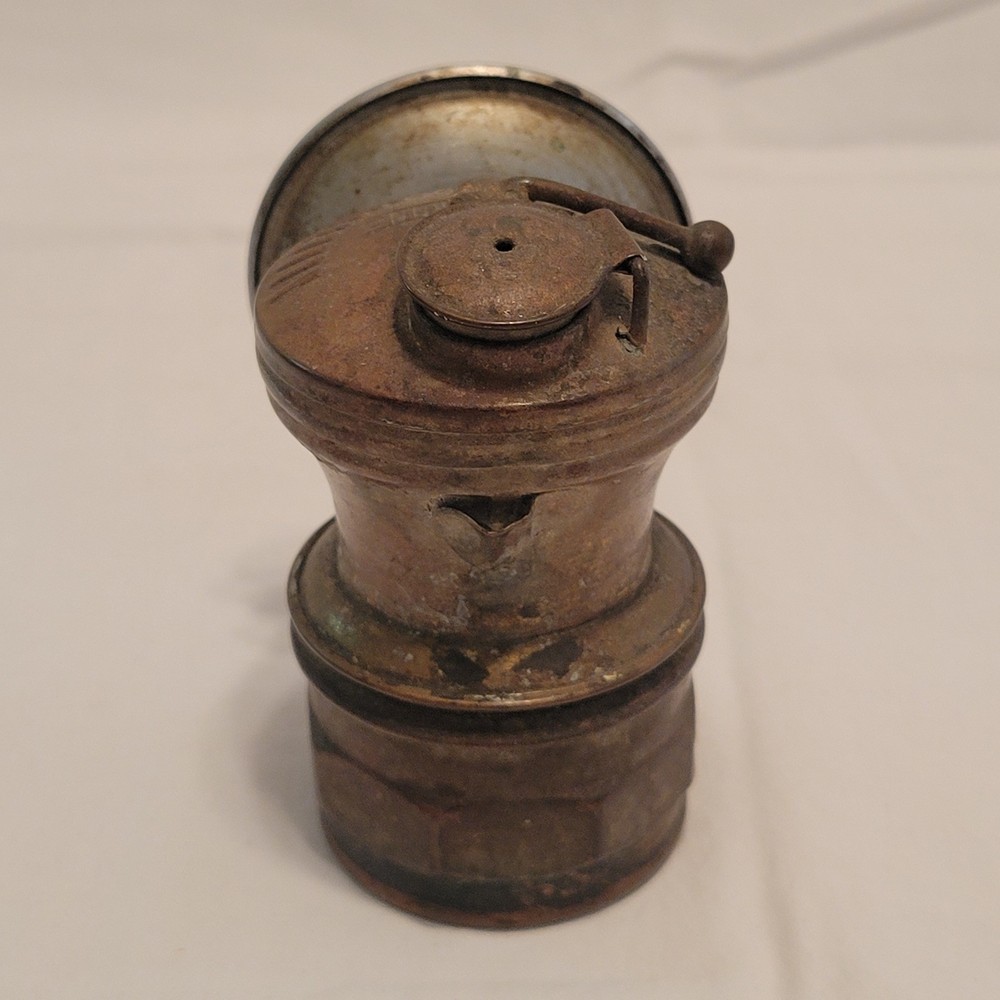 Vintage Auto Lite Brass Carbide Mining Head Lamp
