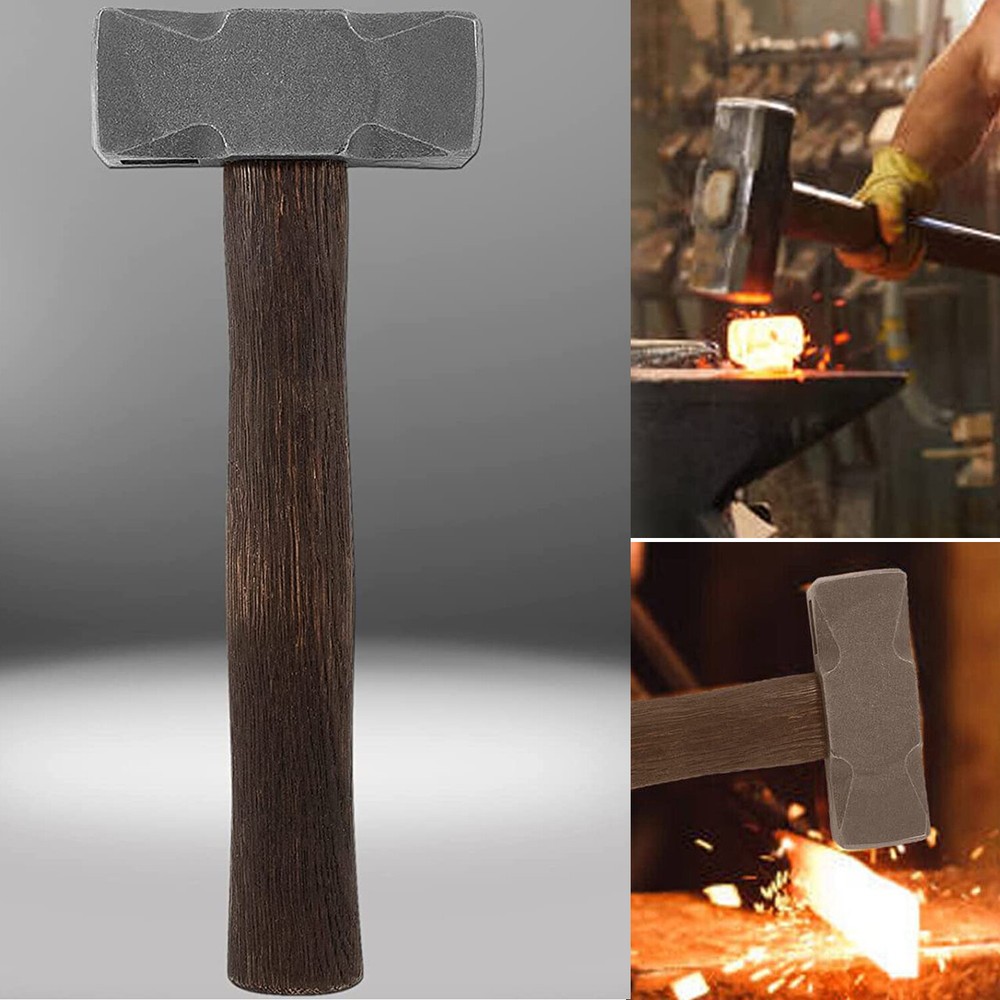 2.2LB Forging Square Hammer w/ Double Faces for Farrier Bladesmithing Blacksmith