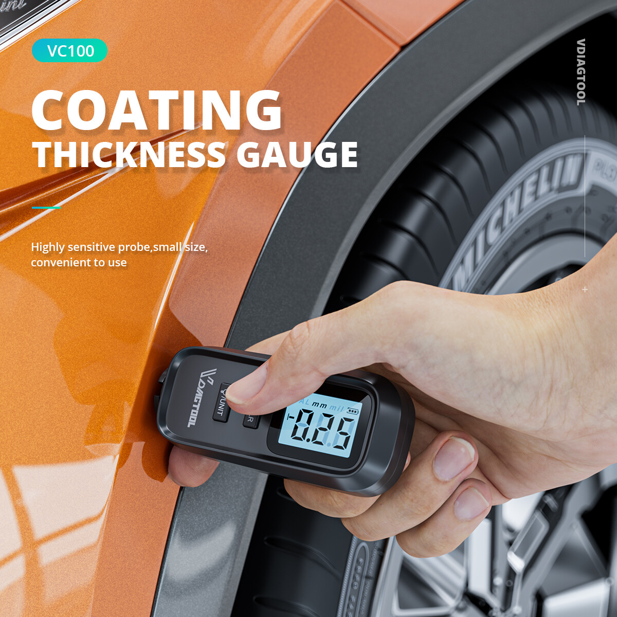 Digital Car Coating Paint Thickness Gauge Meter Tester Painting Measurement LCD