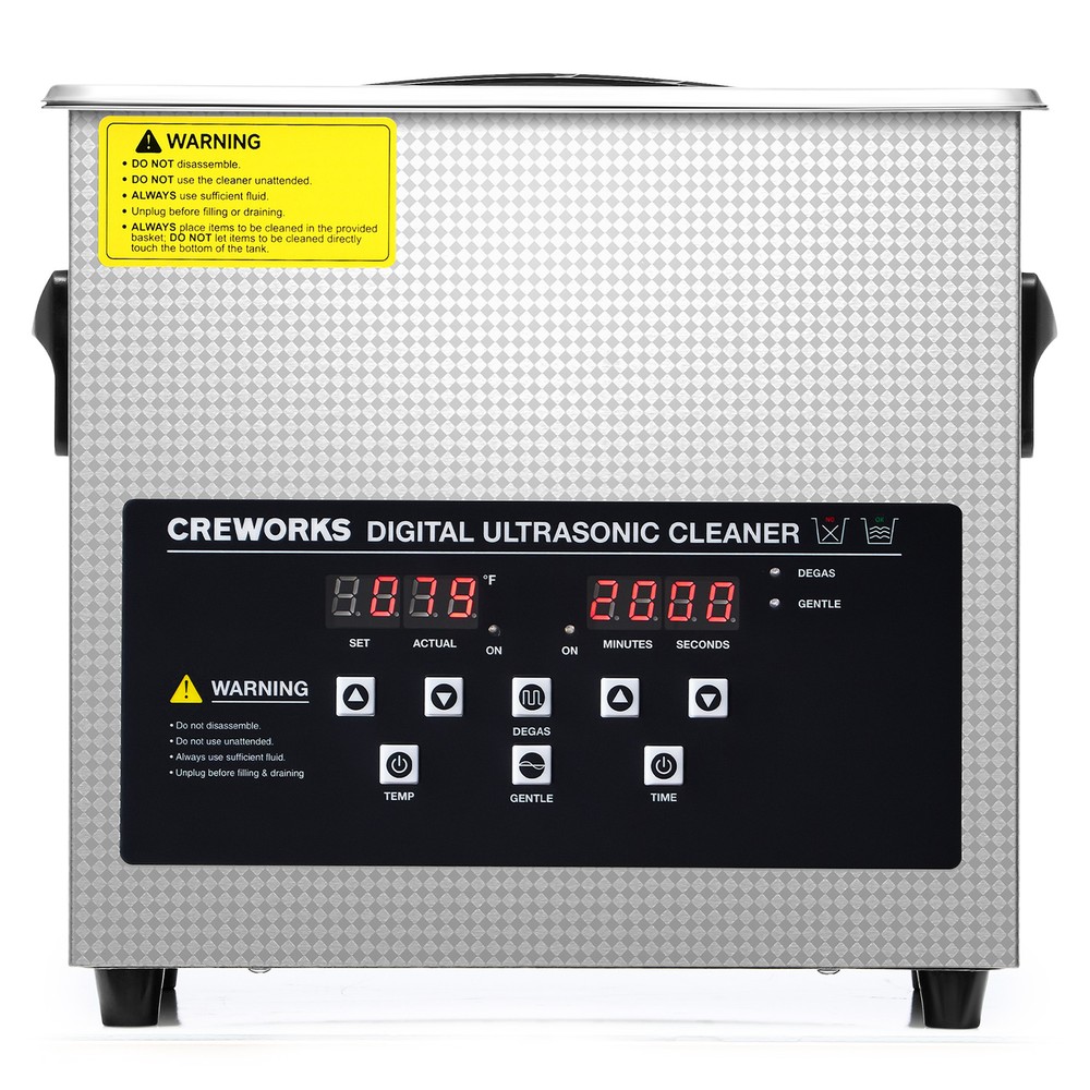 CREWORKS 3L Ultrasonic Cleaner with Control Panel 1-30 min. Timer & Degas Mode