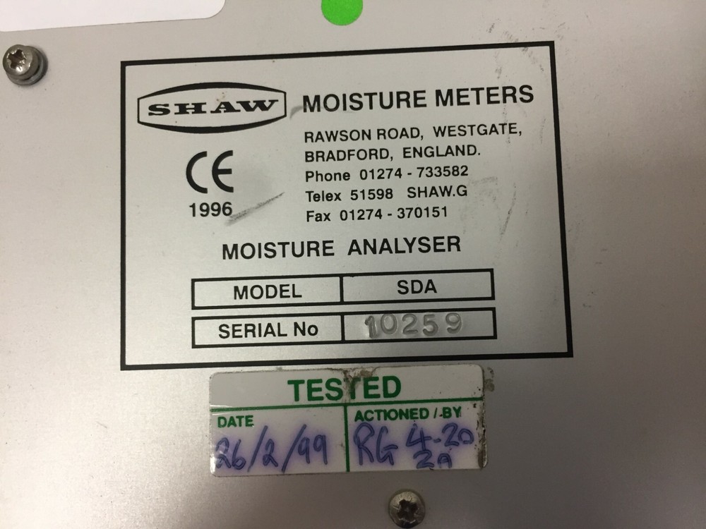 Shaw SDA Moisture Meter Moisture Analyzer