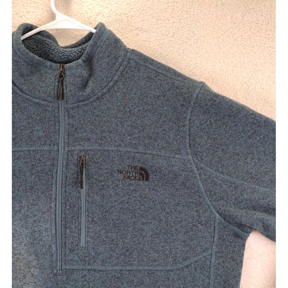 The North Face Mens Fleece Pullover Sweater Blue XL Long Sleeve Quarter Zip