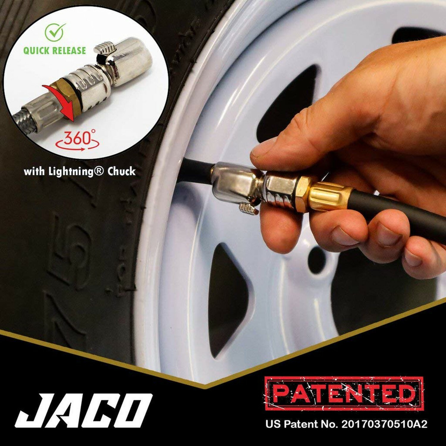 JACO FlowPro™ Tire Inflator with Pressure Gauge - 100 PSI