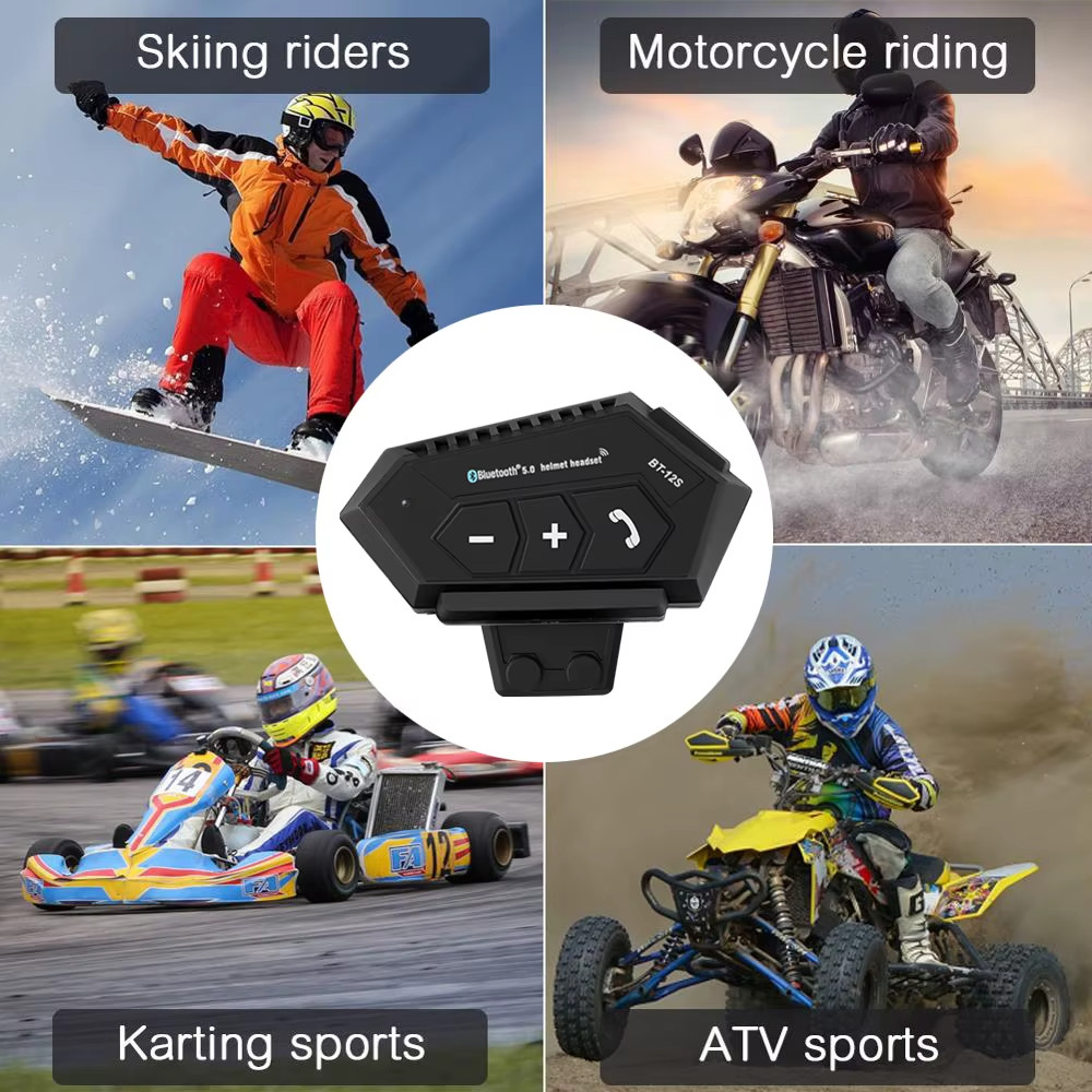 BT12S Motorcycle Helmet Bluetooth Headset, Hands-free Calling, Anti-interference