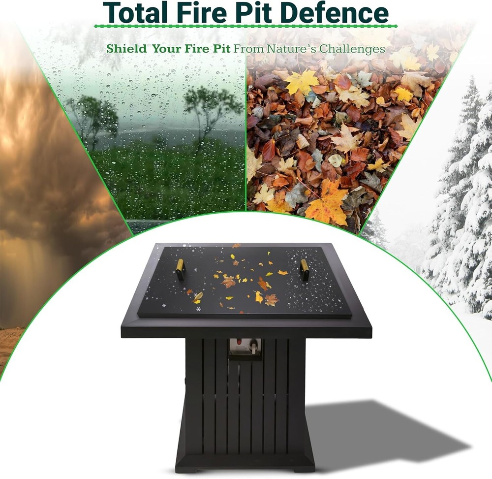 FEBTECH 38" Square Fire Pit Snuffer Lid for 36" FirePit with Wooden Handles