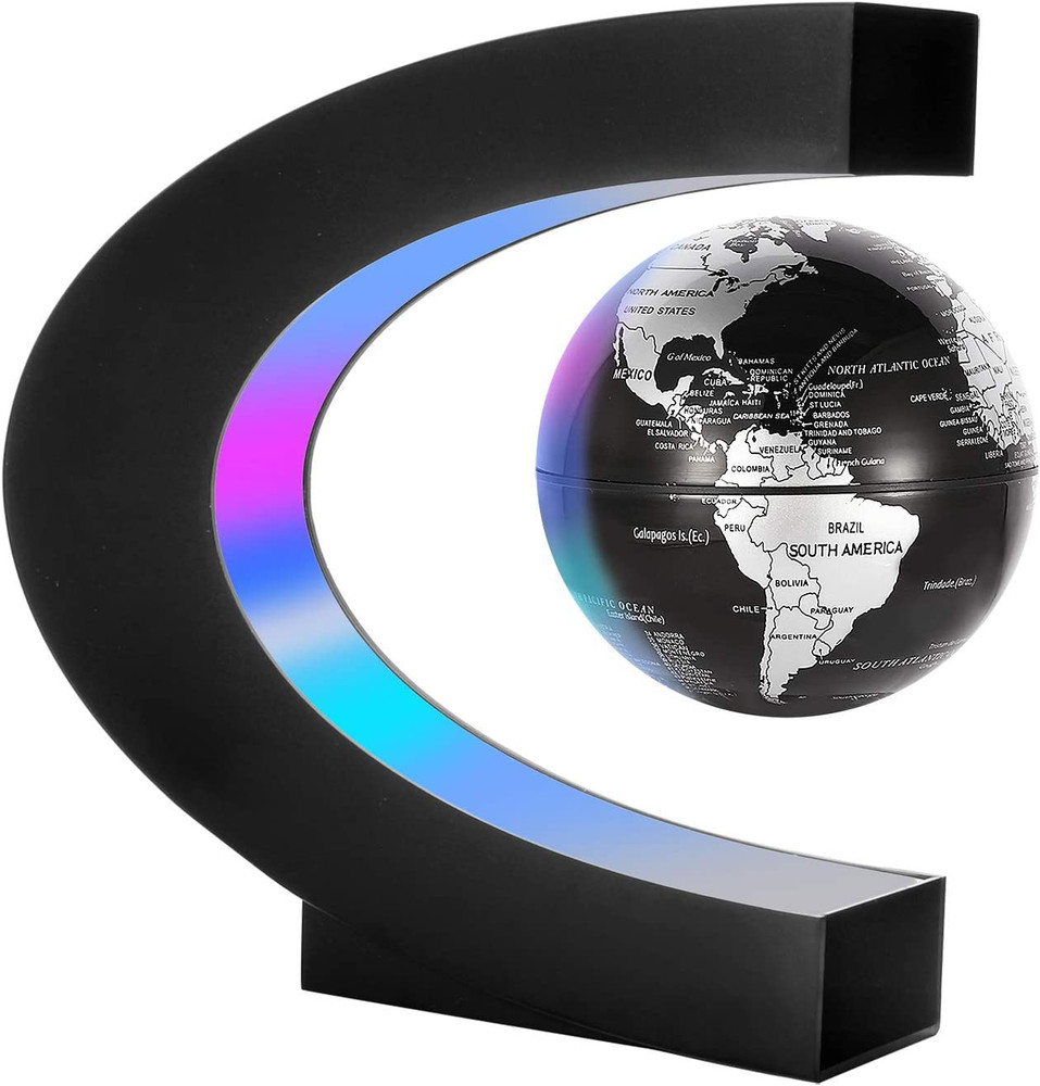 Gresus Magnetic Levitation Floating World Map Globe with C Shape Base, Floating