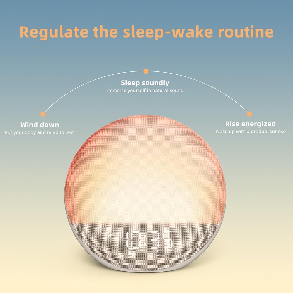 Natural Wake Up Light - Bedroom Dimmable Clock with Bluetooth Speaker