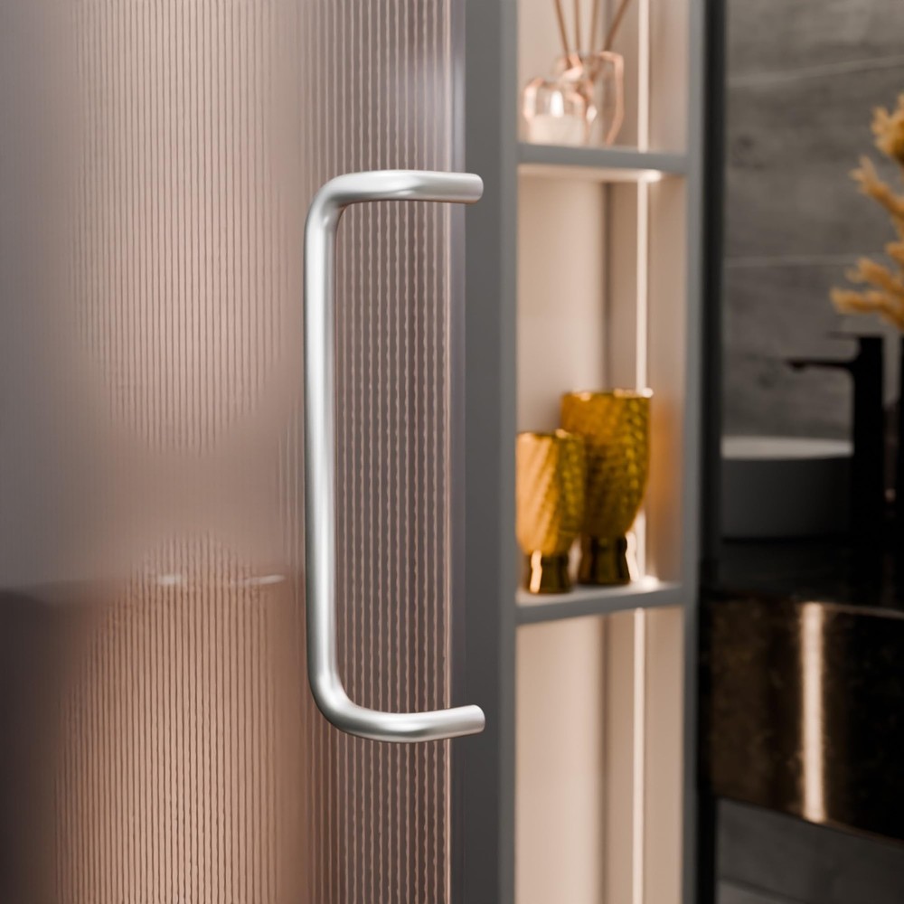 Solid Offset Pull Handle Aluminum Material, Clear Anodized Finish, 11" Length...