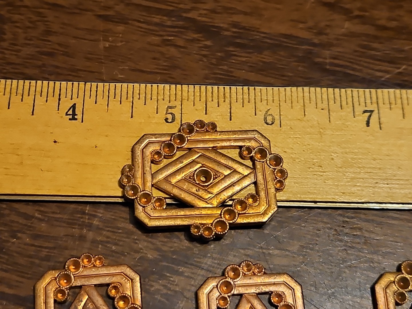 Lot Of 10 Studded Frame France Vintage 60s Brass Stampings Findings Jewelry