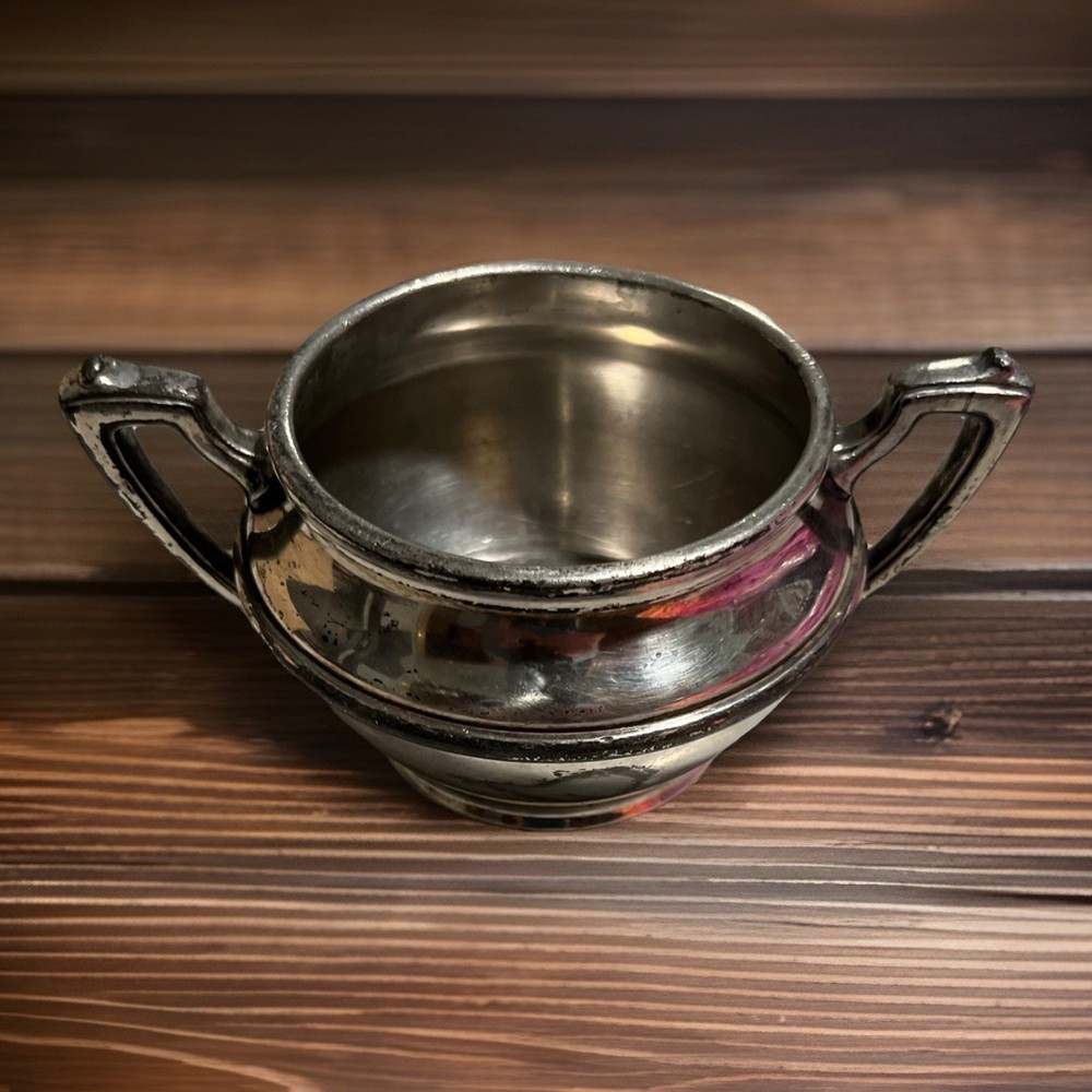Vintage Silver Plated Sugar Bowl – No Lid – 9 oz – Classic Tableware